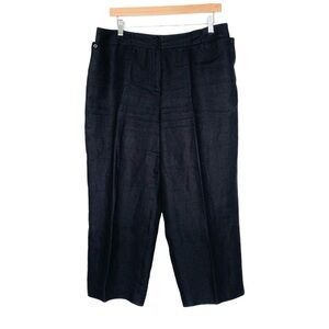 TALBOTS PETITES Black Irish Linen Capri Pants Size 14 Petite Lined Linen Pants